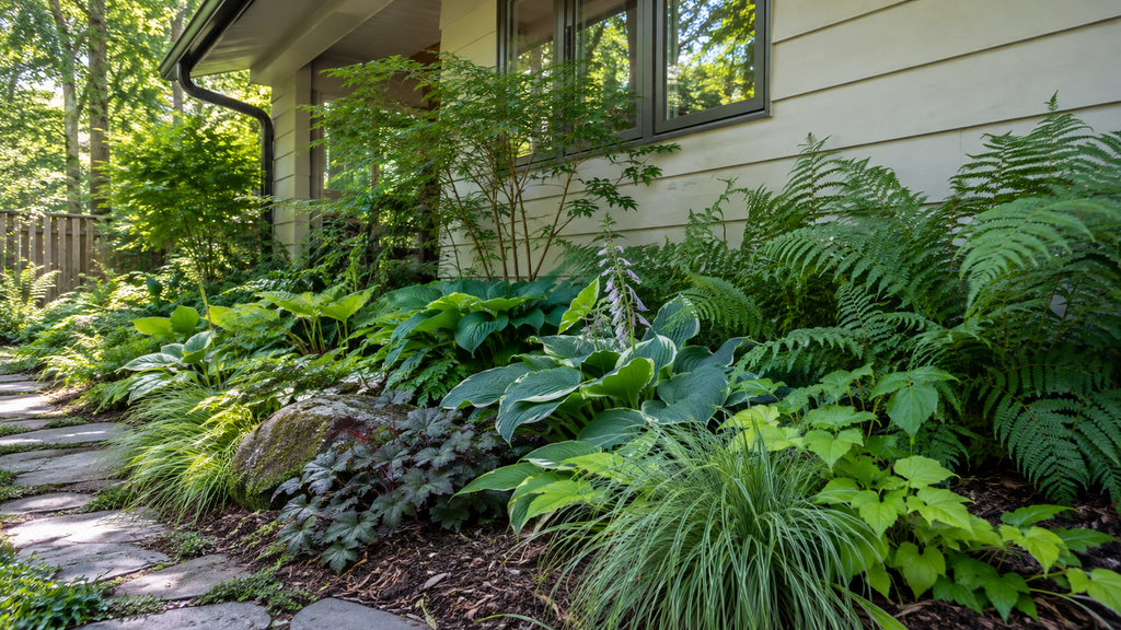 Shaded foundation garden