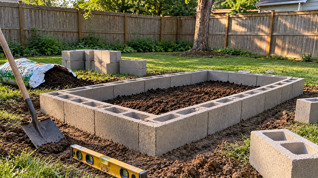 Building cinder block planter