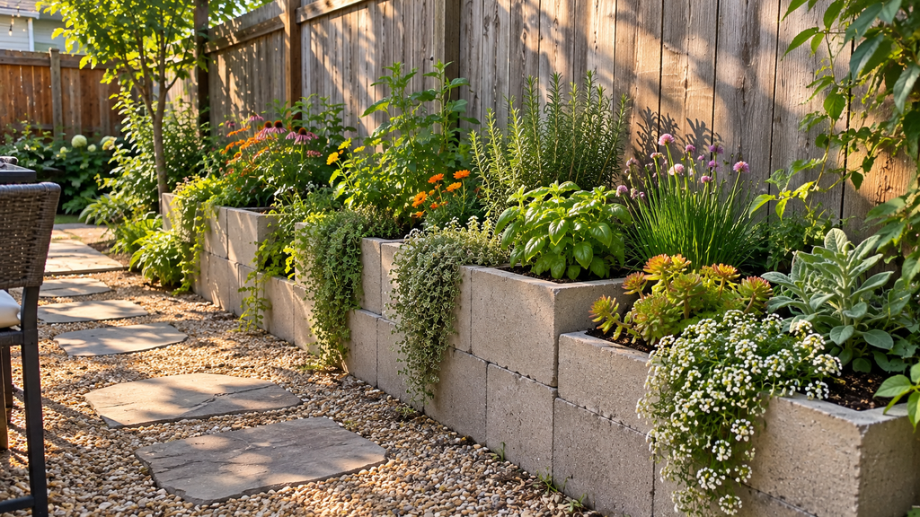 Vertical cinder block planter