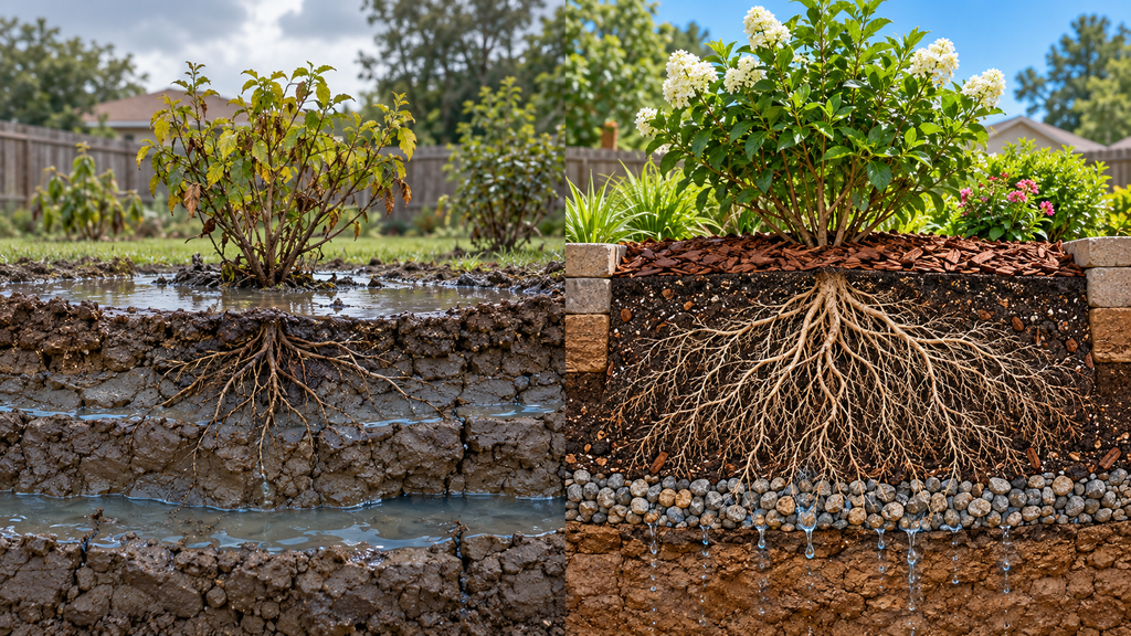 Houston clay soil drainage	