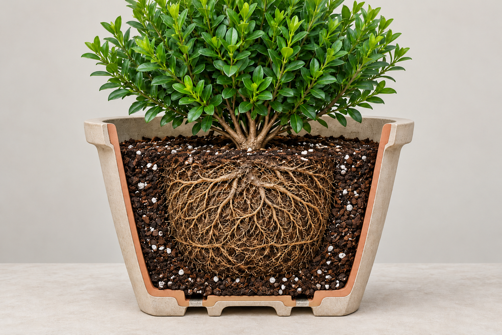 Evergreen roots and drainage