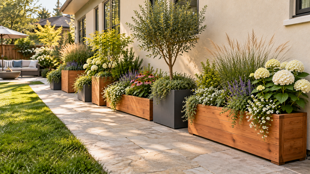 Mixed-height planter border